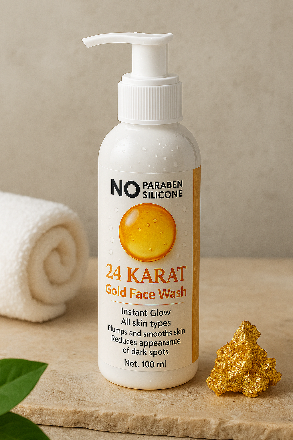 💛 AS Cosmetics 24 Karat Gold Face Wash – Instant Glow & Radiance Cleanser (100ml)