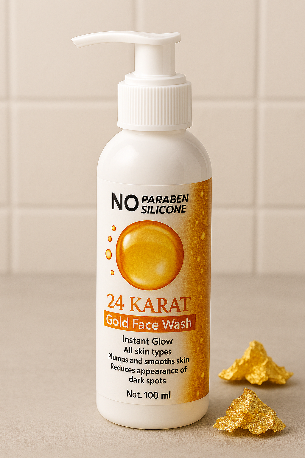 💛 AS Cosmetics 24 Karat Gold Face Wash – Instant Glow & Radiance Cleanser (100ml)