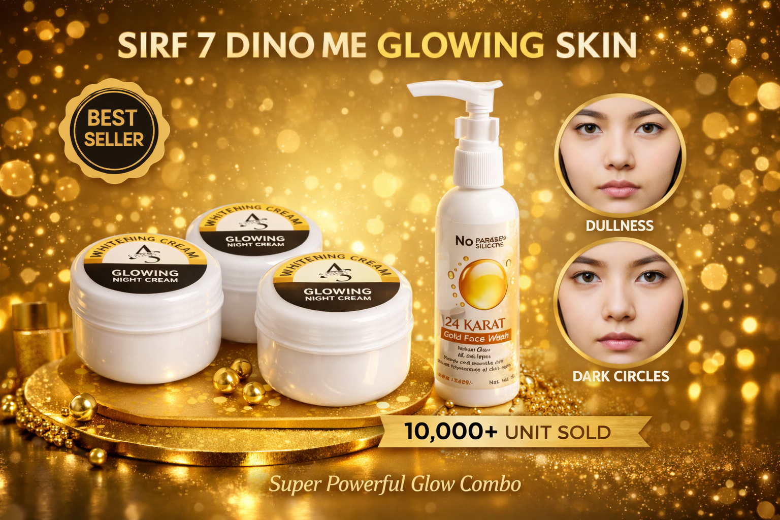 Luxury Glow Combo – 3x Glowing Night Cream + 24K Gold Face Wash