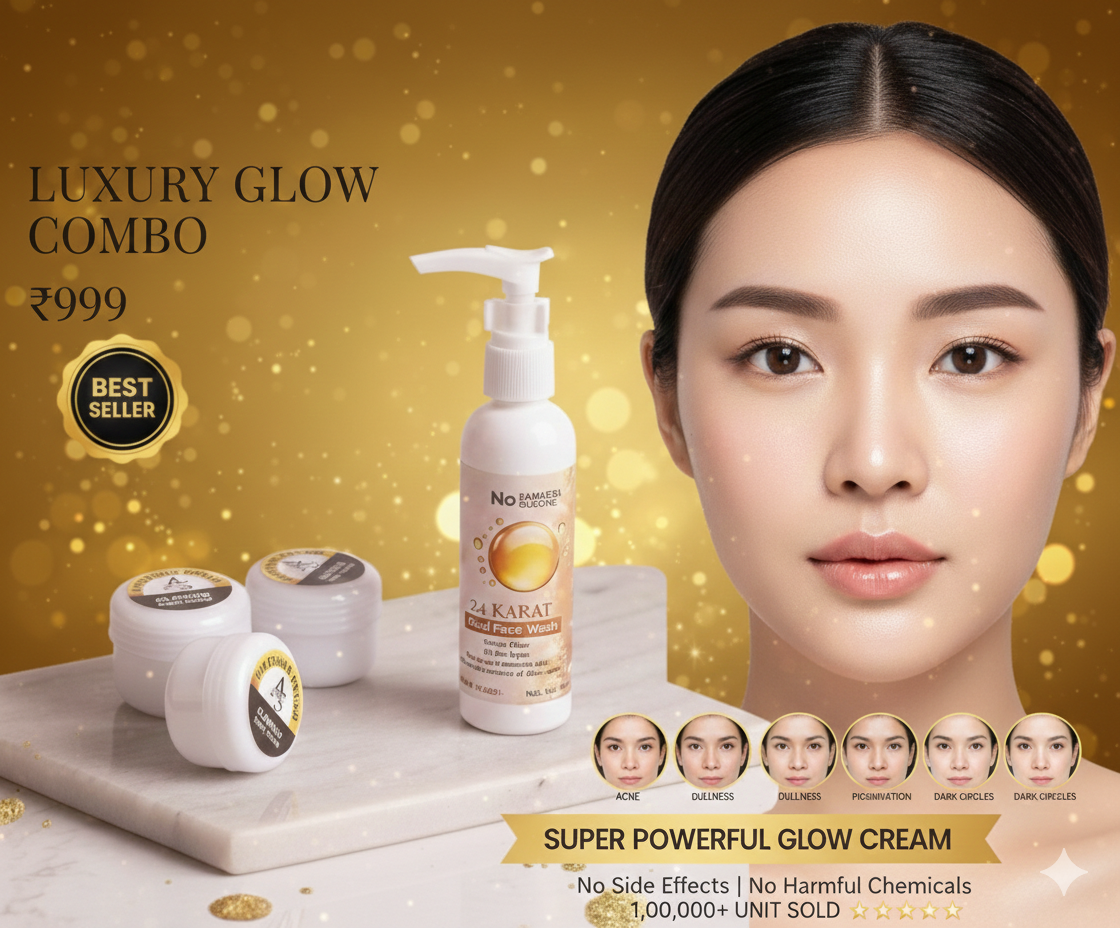 Luxury Glow Combo – 3x Glowing Night Cream + 24K Gold Face Wash