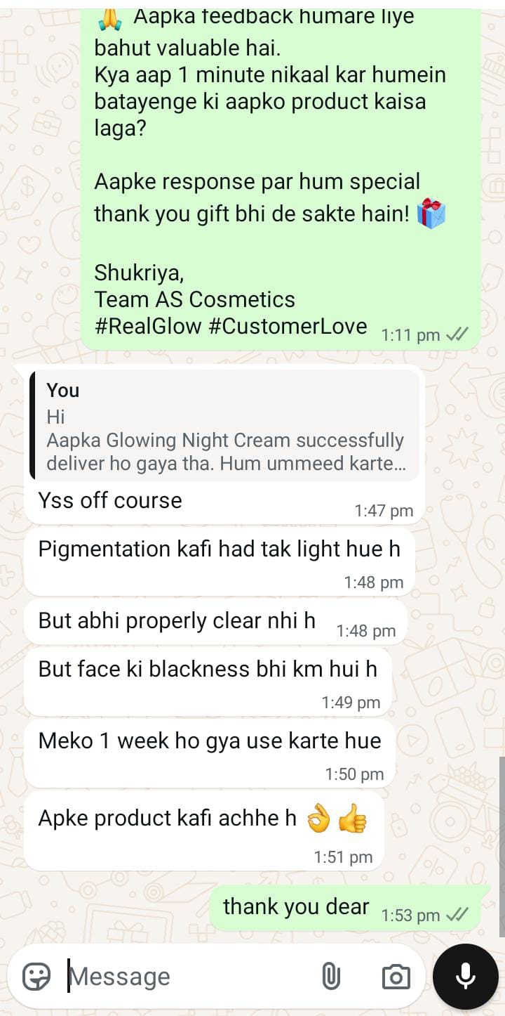 ✨ AS Cosmetics Glowing Night Cream – Brightening & Pigmentation Removal Formula (25g)