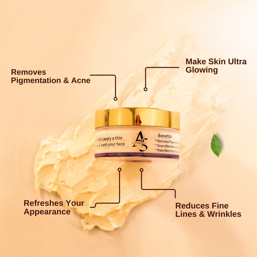 ✨ AS Cosmetics Glowing Night Cream – Brightening & Pigmentation Removal Formula (25g)