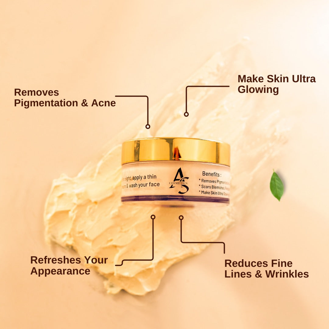 ✨ AS Cosmetics Glowing Night Cream – Brightening & Pigmentation Removal Formula (25g)